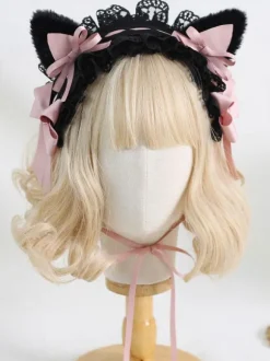 Coiffure Lolita Gothique N艙uds Dentelle Volants Accessoire Polyester