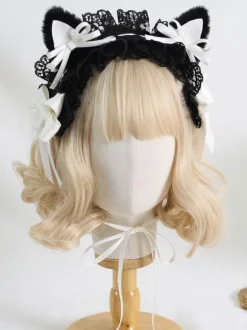 Coiffure Lolita Gothique N艙uds Dentelle Volants Accessoire Polyester