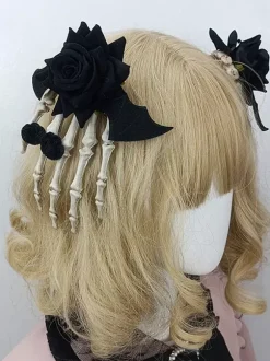 Coiffure Steampunk Accessoires Lolita Fleurs Noires Gothique
