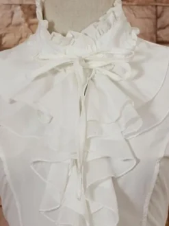 Col haut blanc Lolita Blouse moyen manches à volants Déguisements Halloween