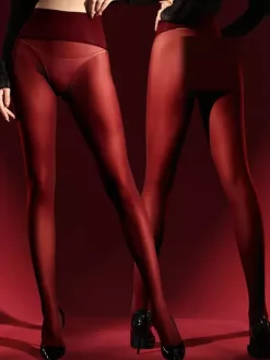 Collants et collants sexy rouge braise en velours sans couture 120D opaque à gousset profond leggings thermiques