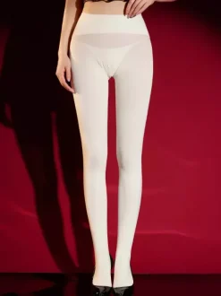 Collants et collants sexy rouge braise en velours sans couture 120D opaque à gousset profond leggings thermiques