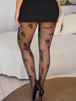 Collants Extensibles En Résille Bas En Nylon Noir Lingerie