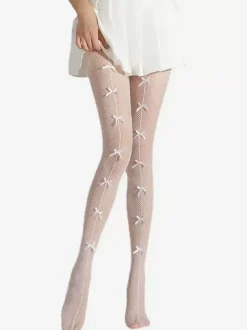 Collants Pour Femmes Bas Rose À N艙uds Sexy