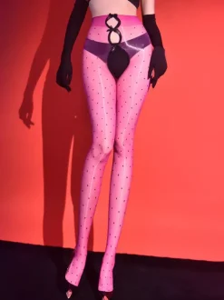 Collants et bas pour femmes couleur café transparents sans entrejambe avec n艙uds.