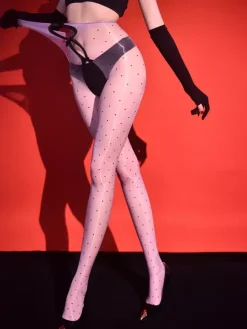 Collants et bas pour femmes couleur café transparents sans entrejambe avec n艙uds.