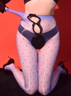 Collants et bas pour femmes couleur café transparents sans entrejambe avec n艙uds.