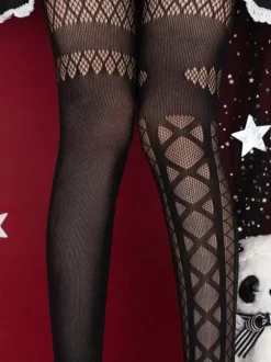 Collants gothiques Lolita Accessoire blanc Polyester Plaid Lolita Accessoires