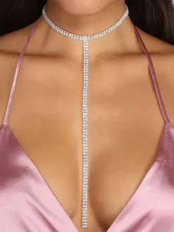 Collier Collier à base en métal et cristal scintillant