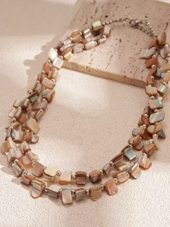 Collier coquillage chaîne à maillons irréguliers style européen 45-60 cm bijou décontracté pour adulte et fille.