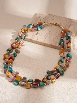 Collier coquillage chaîne à maillons irréguliers style européen 45-60 cm bijou décontracté pour adulte et fille.