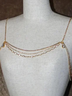 Collier de déclaration de mariage or chaîne d'épaule en métal chic pour femme