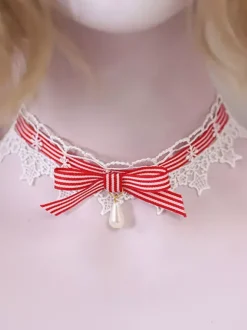 Collier doux Lolita Bows Dentelle Choker Déguisements Halloween