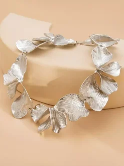 Collier en métal chaîne à maillons fleuris style européen 45-60 cm bijou décontracté pour adulte et fille.