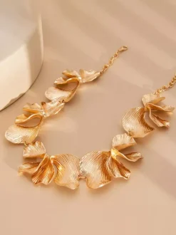 Collier en métal chaîne à maillons fleuris style européen 45-60 cm bijou décontracté pour adulte et fille.