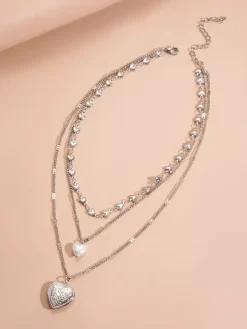 Collier en métal maille irrégulière classique multi-chaînes 45-60 cm bijou décontracté pour adulte et fille.