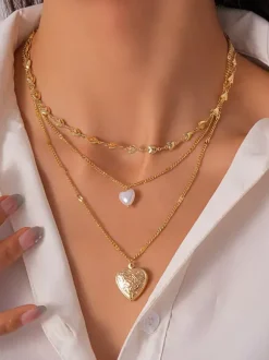 Collier en métal maille irrégulière classique multi-chaînes 45-60 cm bijou décontracté pour adulte et fille.