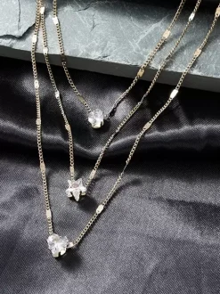 Collier Gouttes d'Eau Coeur Étoile Collier Élégant