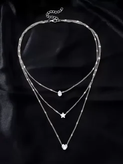 Collier Gouttes d'Eau Coeur Étoile Collier Élégant