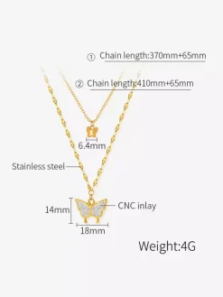 Collier papillon double couche en or pour femme 2026