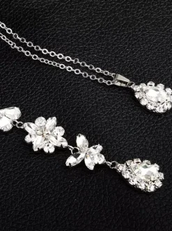 Collier pour mariée rhinestone argenté élégant