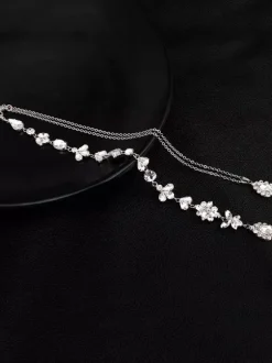 Collier pour mariée rhinestone argenté élégant