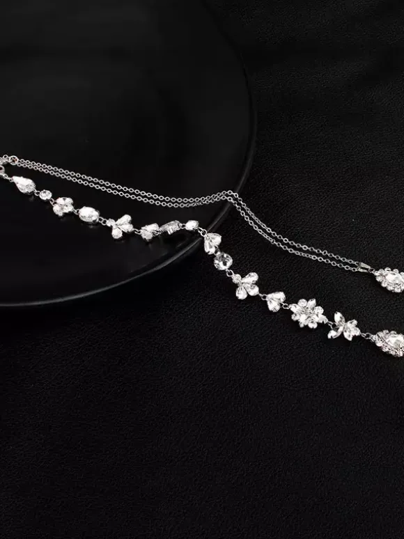 Collier pour mariée rhinestone argenté élégant