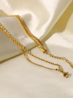 Collier simple superposé élégant à maillons à boucle