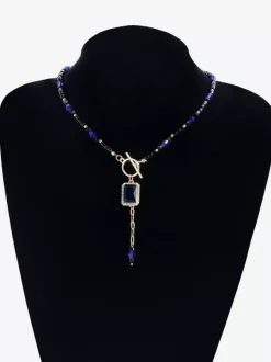 Collier carré en alliage de métal style européen