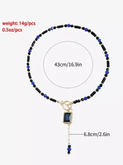 Collier carré en alliage de métal style européen