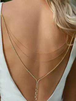 Collier de déclaration de mariage en argent avec strass bohème pour fille