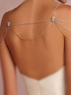 Collier de déclaration de mariage chaîne d'épaule en métal sexy pour femmes en argent
