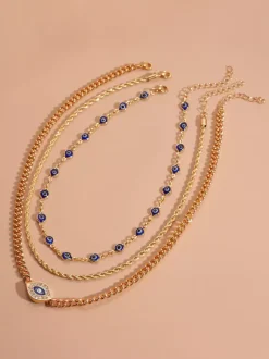 Collier en métal de 40 cm (16 pouces) de long style vintage géométrique chaîne à plusieurs rangs en alliage bijou décontracté pour femme et adulte.