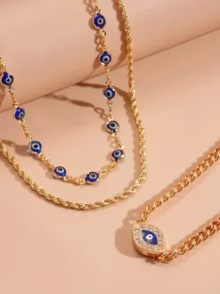 Collier en métal de 40 cm (16 pouces) de long style vintage géométrique chaîne à plusieurs rangs en alliage bijou décontracté pour femme et adulte.