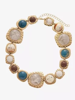 Collier en résine synthétique de 40 cm environ style géométrique vintage bijou décontracté pour femme ou adulte.