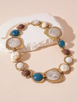 Collier en résine synthétique de 40 cm environ style géométrique vintage bijou décontracté pour femme ou adulte.