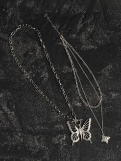 Collier Gothic Lolita Accessoire Papillon Noir Métal Divers