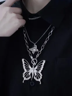 Collier Gothic Lolita Accessoire Papillon Noir Métal Divers