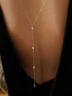 Collier Or Dos en Strass Alliage Femmes 2026 Body Chaîne de Plage
