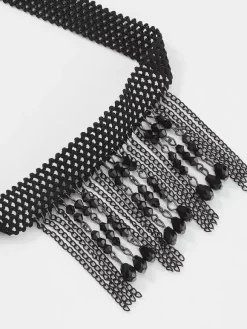 Collier Ras Du Cou En Dentelle Gothique Avec Pompon En Cristal Dentelle Femme Sexy
