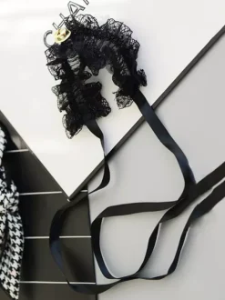 Collier ras du cou en dentelle noire pour femme style décontracté quotidien