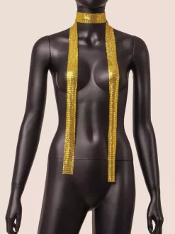 Collier ras du cou en strass foulard long en cristal scintillant accessoire de cou pailleté pour une soirée