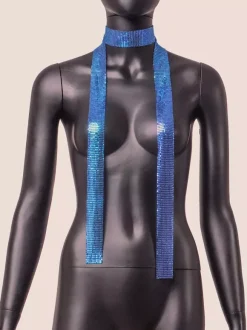 Collier ras du cou en strass foulard long en cristal scintillant accessoire de cou pailleté pour une soirée