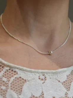 Colliers de mariage Argent Argent Rond Brillant Multi-Chaîne Chaîne Imitation Perle 16 Pouces Sous Collier de mariage