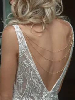 Colliers de mariage Or Argent Rond Brillant Multi-Chaîne Chaîne Strass 16 pouces Sous Collier de mariage