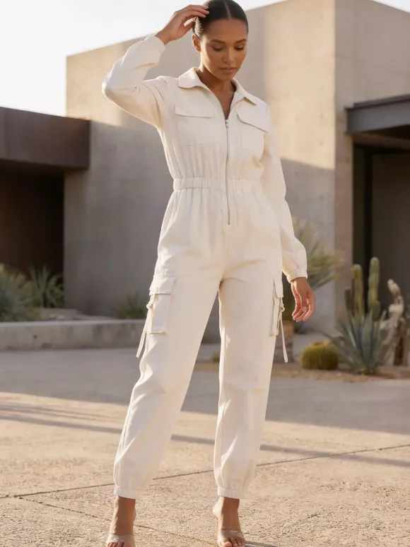 Combinaison cargo avec taille élastique et poches pour femme 2026