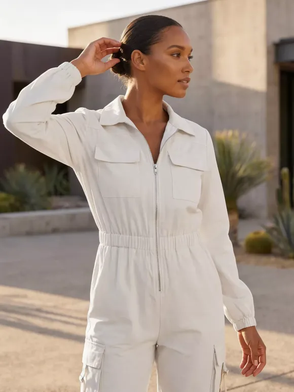 Combinaison cargo avec taille élastique et poches pour femme 2026