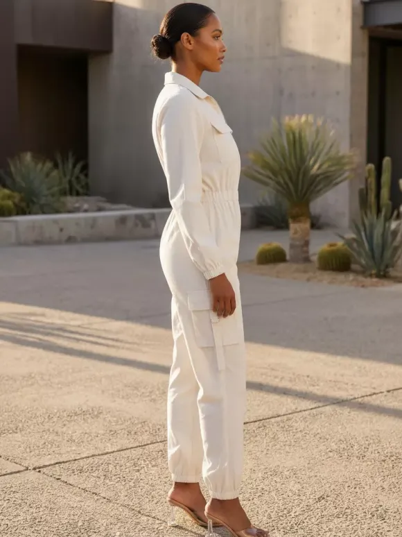 Combinaison cargo avec taille élastique et poches pour femme 2026