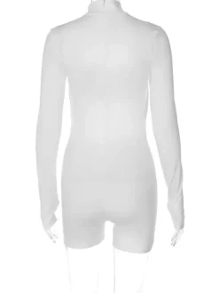 Combinaison De Club Sexy En Polyester Manches Longues Découpé Zip Vêtements De Club Femme