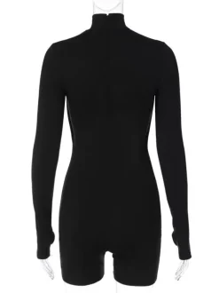 Combinaison De Club Sexy En Polyester Manches Longues Découpé Zip Vêtements De Club Femme